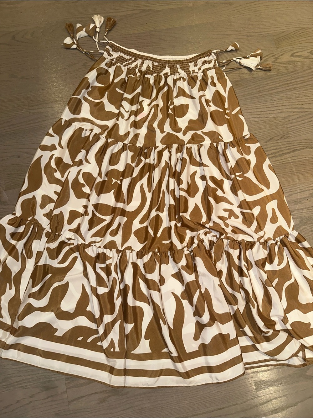 Calypso St. Barth Brown and White Tiered Maxi Skirt - Picture 1 of 4